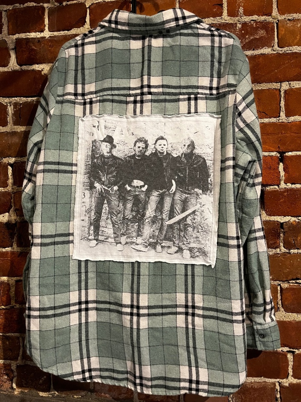 Vintage Upcycled Slashers Flannel and Graphic Tee Mashup